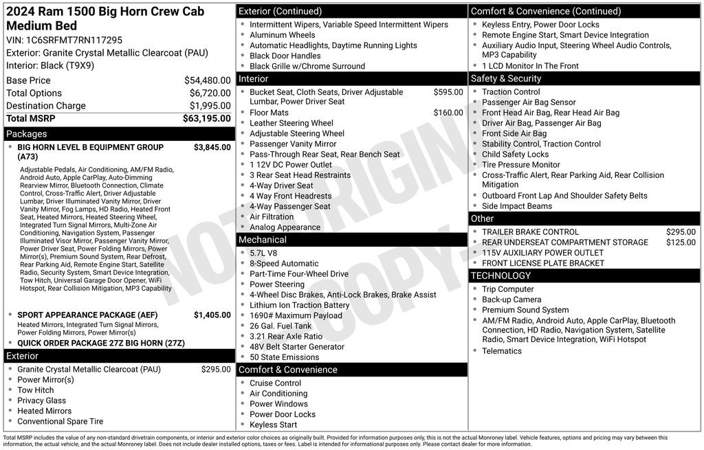 ram ram 1500 pickup 2024 1C6SRFMT7RN117295 image ram ram 1500 pickup 2024 1C6SRFMT7RN117295 image